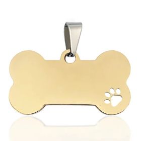 Stainless Steel Bone Shaped Pendant For Cat Collars; Metal Pendant For Pet Necklace; Pet Supplies (Color: Golden, Size: M)