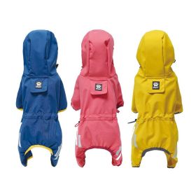 Small dog raincoat; body full surrounding; waterproof poncho pet clothes; with tow holes in the back (Size: S (recommended weight 2-3 kg), Colour: Lake blue)